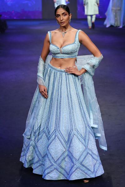 Ice blue lehenga set