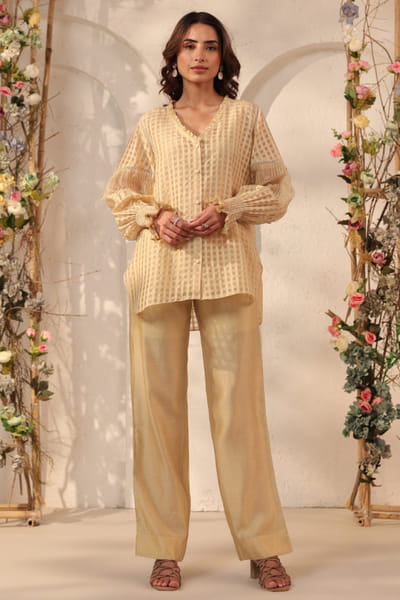 Beige lace detail co-ord set