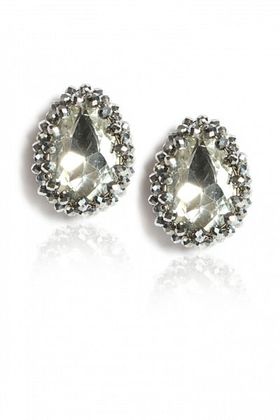 Silver solitaire earrings