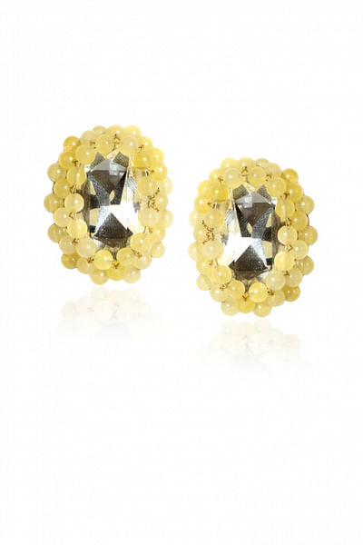 Lemon yellow solitaire earrings