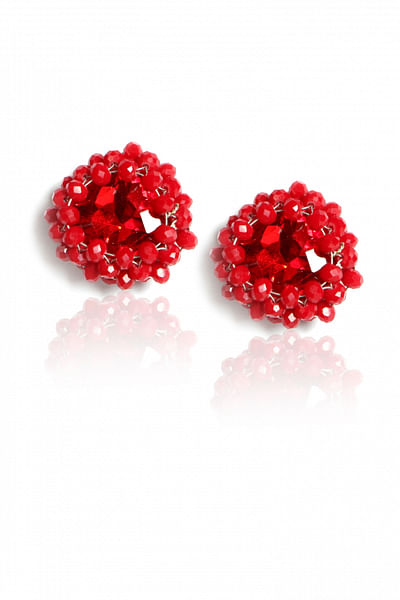 Red solitaire earrings