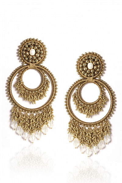 Gold and white baroque earrings