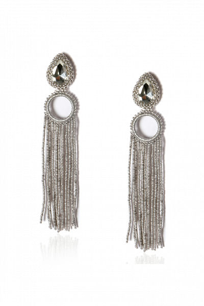 Silver stone embellished earrings