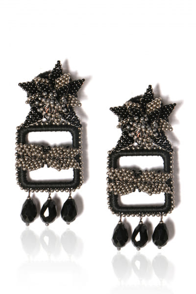 Grey and black dangler earrings