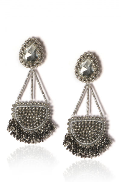 Oxidized silver dangler earrings