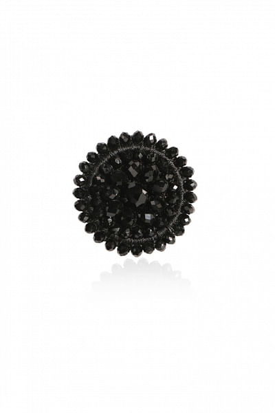Black solitaire cocktail ring