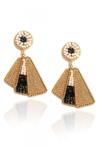 Golden triangular dangler earrings