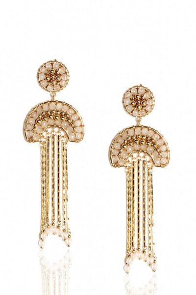 Golden semi circular tassel earrings