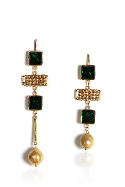 Golden geometric dangler earrings