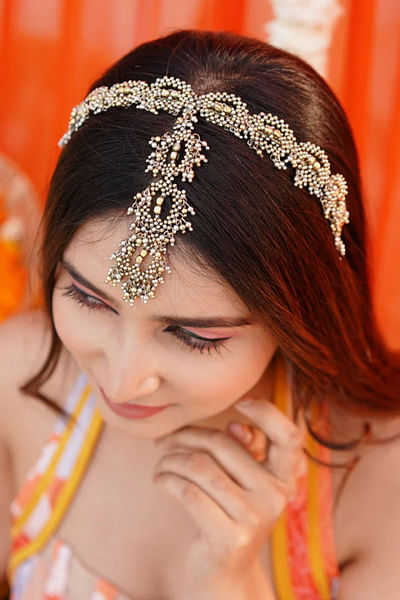 Antique gold bead embellished hairband
