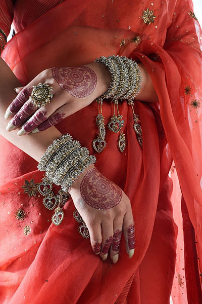 Antique gold bead embellished bangle