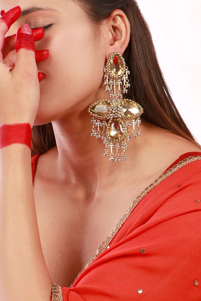 Antique gold beaded danglers