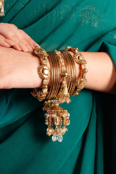 Gold beaded bangles