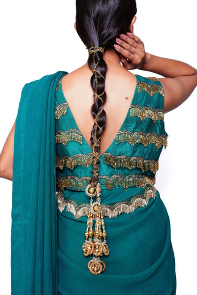 Gold bead embellished hair braid piece