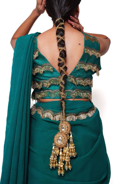 Gold beaded hair braid piece