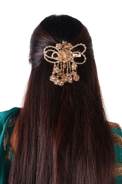 Gold beaded hair clip