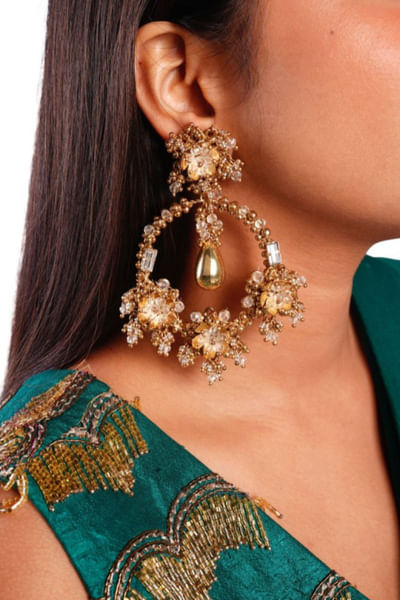 Gold finish beaded earrings
