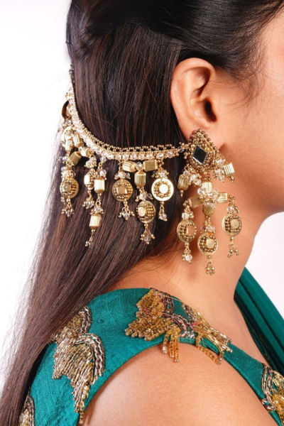 Gold bead chain earrings