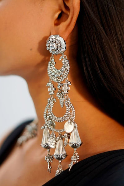 Silver beaded earrings