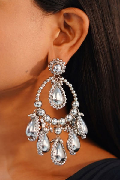 Silver embellished earrings