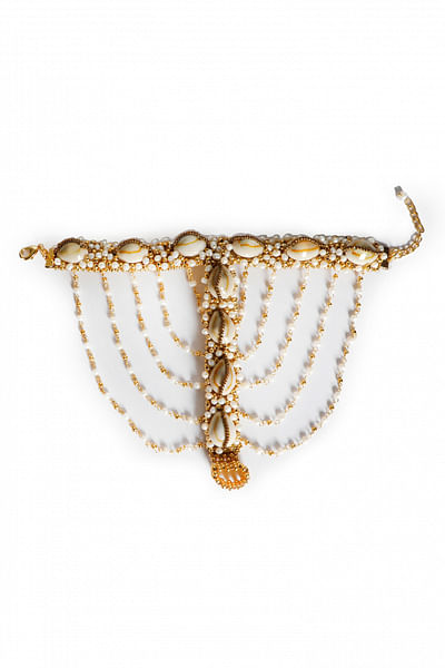 Shell and pearl embellished hand harness