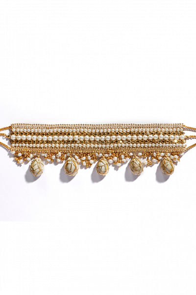 Shell and pearl embellished choker