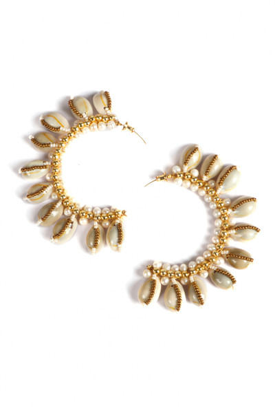Golden beaded hoops