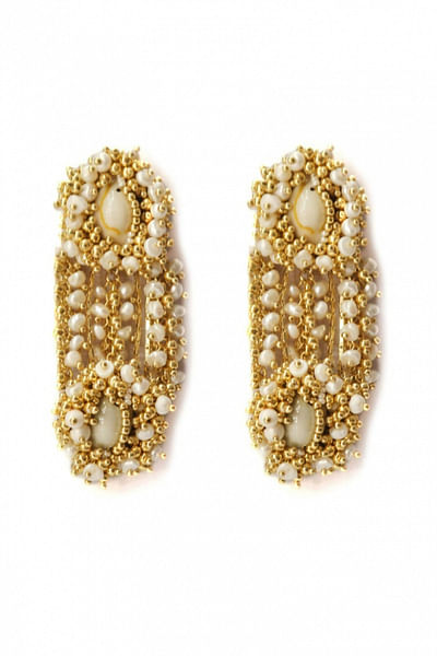 Golden bead embellished earrings