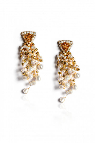 Pearl embroidered earrings