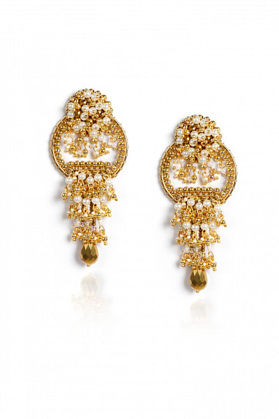 Embellished pearl danglers