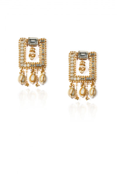 Shell and bead embellished earrings