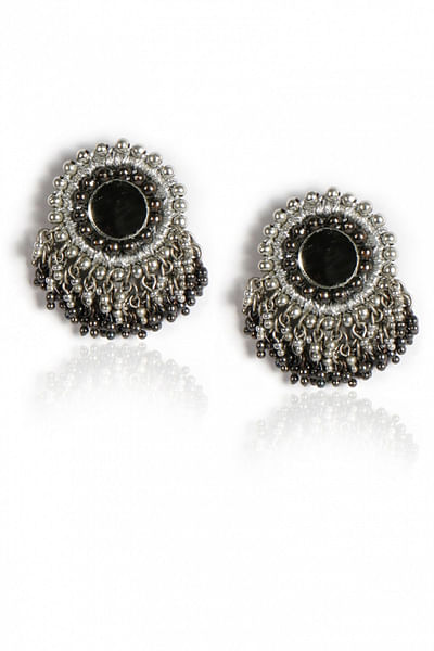 Black stone embroidered studs