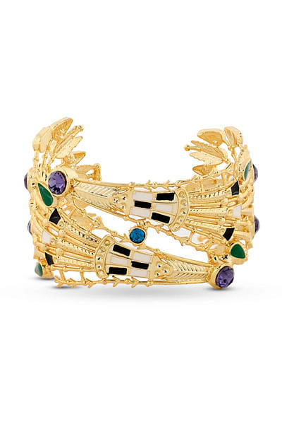 Multicolour semi-precious Nefertiti hand cuff