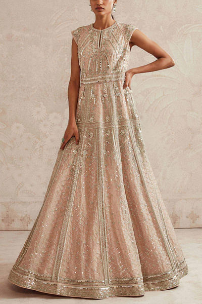 Peach embroidered gown
