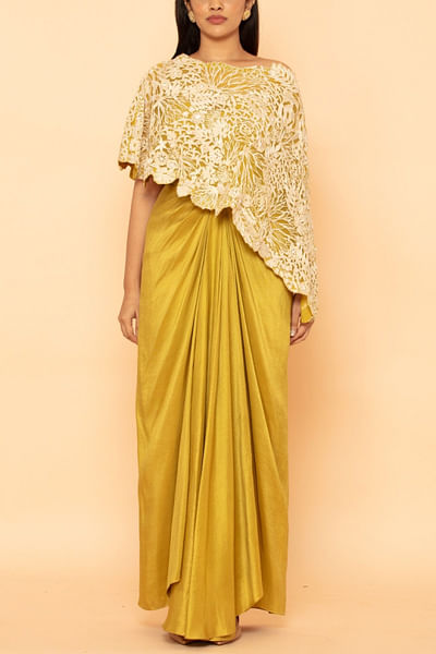 Citrus floral embroidered cape and dress