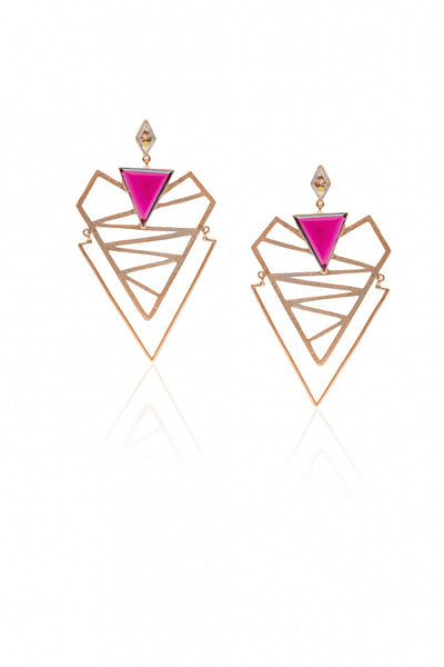 Rose gold geometric dangler earrings