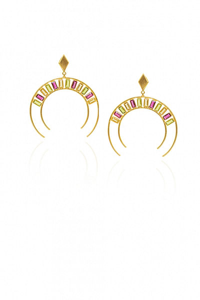 Multicoloured half moon earrings