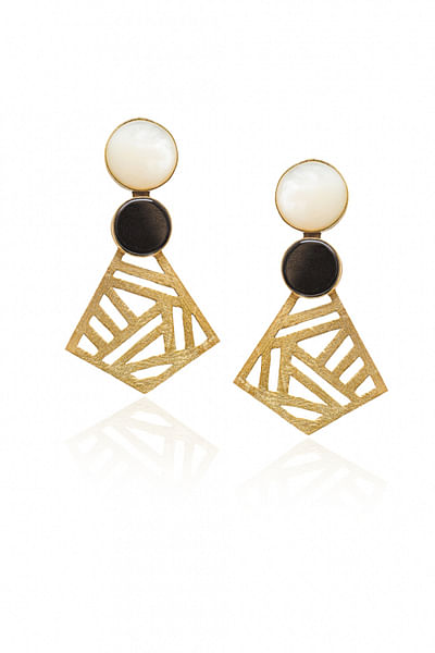 Gold onyx bead earrings