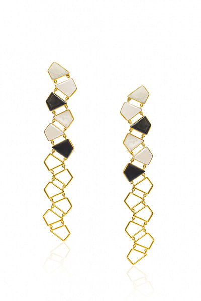 Gold and black geometric earrings