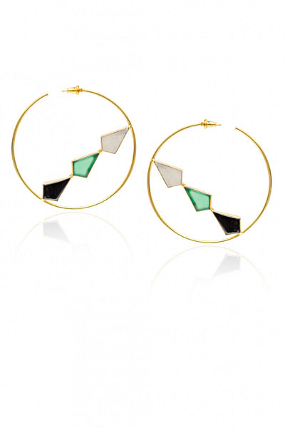 Gold colourful onyx hoops