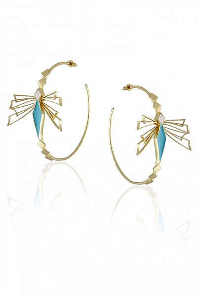 Turquoise dragonfly hoops