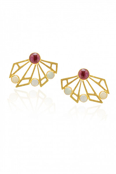 Gold and pink butterfly studs
