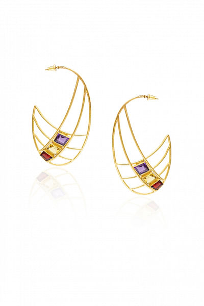 Gold multi-stone hoops