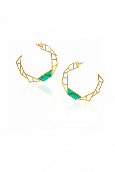 Gold and green mesh hoops