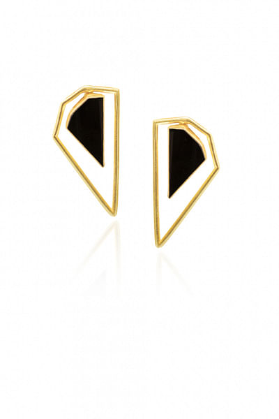 Gold and black earrings