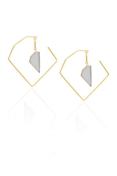 Gold and blue onyx earrings