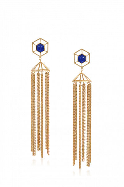 Lapis and chain earrings