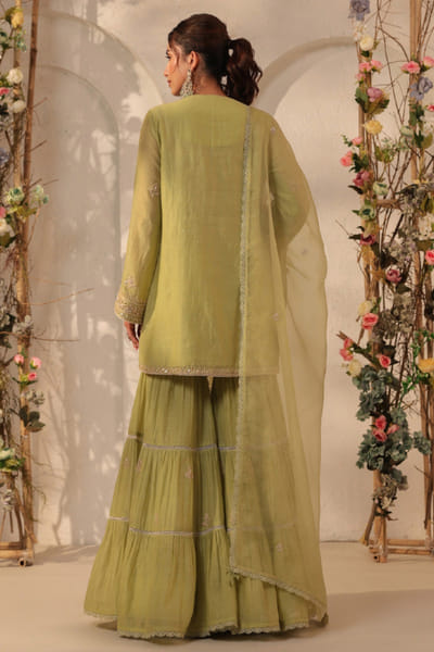 Niti Bothra Green resham embroidered sharara set NITIMAY26D145137