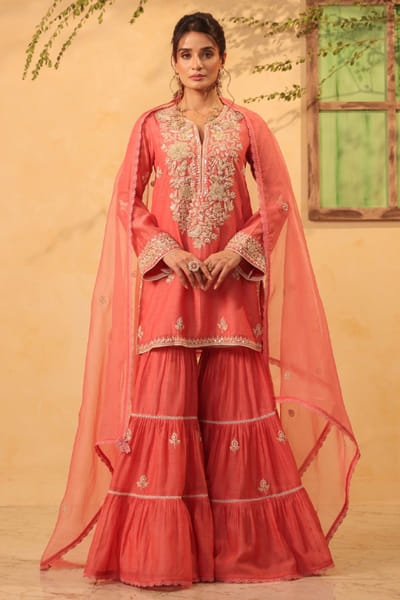 Niti Bothra Pink resham embroidered sharara set NITIMAY26D145138