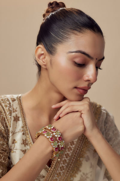 Multicolour stone embellished bangles